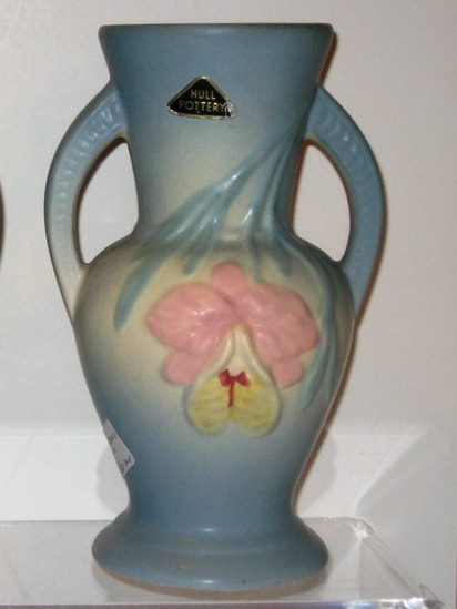 Hull Pottery Orchid Vase Blue Hull Pottery Orchid Vase Blue