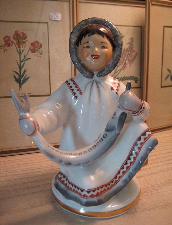 Lomonosov Porcelain Eskimo Yakut with Fish Lomonosov Porcelain Eskimo Yakut with Fish
