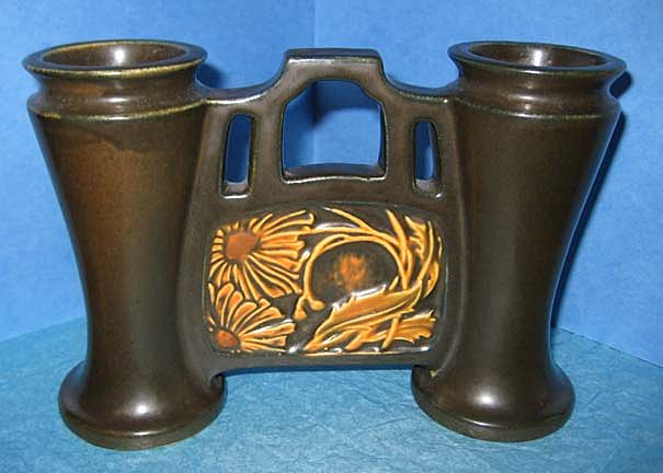 Roseville Rosecraft Panel Double Bud Vase Roseville Rosecraft Panel Double Bud Vase