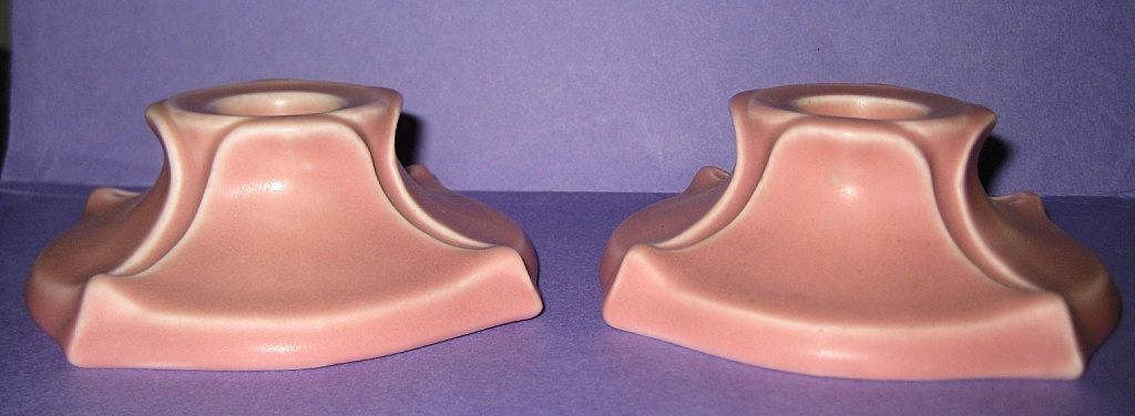 Rookwood Pink Candleholders #2310 Rookwood Pink Candleholders #2310