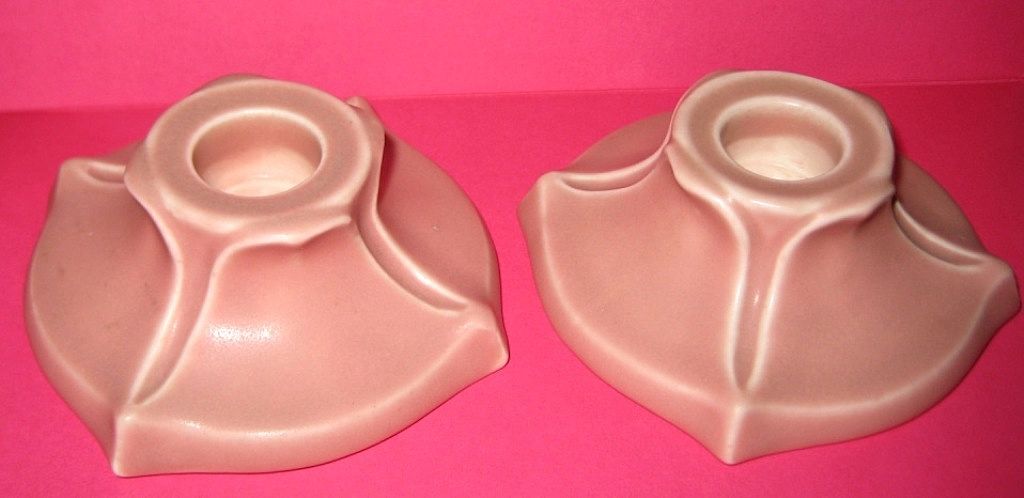 Rookwood Pink Candleholders #2310 Rookwood Pink Candleholders #2310