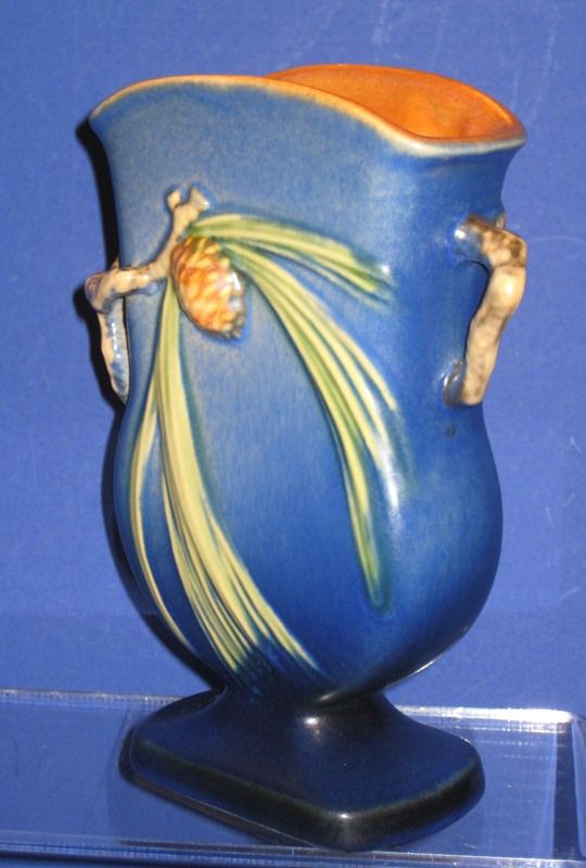 Roseville Pinecone Blue Vase 121-7 Roseville Pinecone Blue Vase 121-7