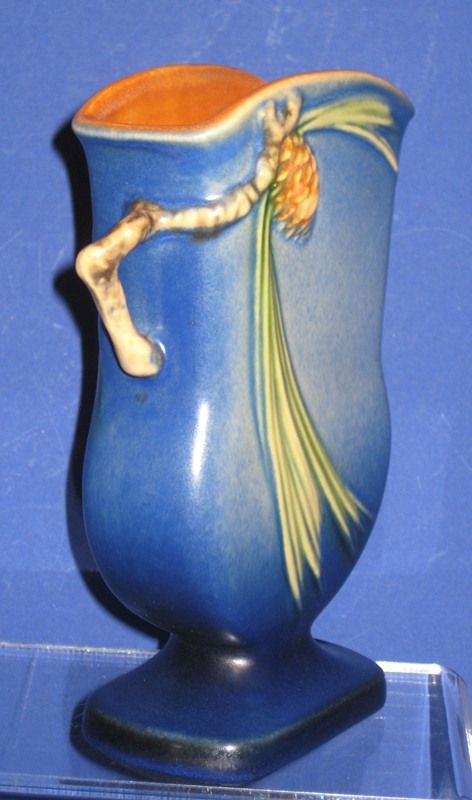 Roseville Pinecone Blue Vase 121-7 Roseville Pinecone Blue Vase 121-7