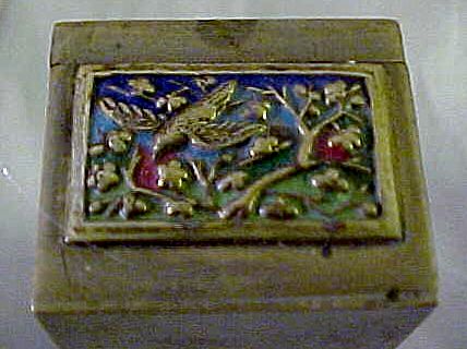 1930-35 Enameled China Brass Stamp Box 1930-35 Enameled China Brass Stamp Box
