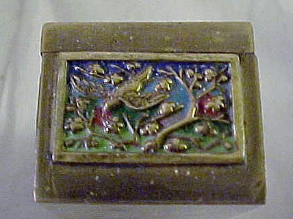 1930-35 Enameled China Brass Stamp Box 1930-35 Enameled China Brass Stamp Box