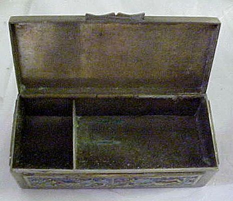 1930-35 Enameled China Brass Stamp Box 1930-35 Enameled China Brass Stamp Box