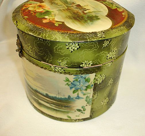 Antique Celluloid Collar and Cuff Box - Victorian Round Collar Box Antique Celluloid Collar and Cuff Box - Victorian Round Collar Box