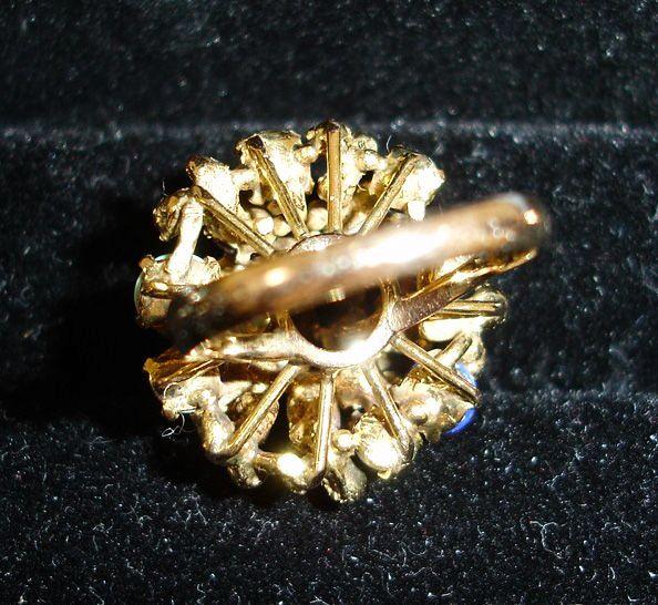 Vintage 14K Gold Domed Multi Gem Stone Ring - Size 6 3/4 USA Vintage 14K Gold Domed Multi Gem Stone Ring - Size 6 3/4 USA