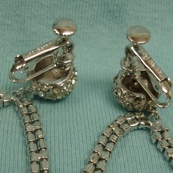 Vintage LES BERNARD Rhinestone Earrings - DYNASTY Collection Dangle Drop Hoop Earrings Vintage LES BERNARD Rhinestone Earrings - DYNASTY Collection Dangle Drop Hoop Earrings