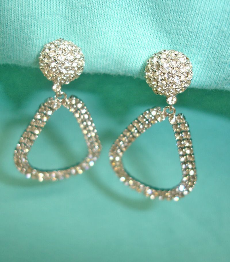 Vintage LES BERNARD Rhinestone Earrings - DYNASTY Collection Dangle Drop Hoop Earrings Vintage LES BERNARD Rhinestone Earrings - DYNASTY Collection Dangle Drop Hoop Earrings