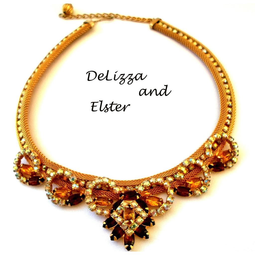 Vintage Juliana - D&E Mesh and Rhinestone Necklace - DeLizza and Elster Jewelry Vintage Juliana - D&E Mesh and Rhinestone Necklace - DeLizza and Elster Jewelry