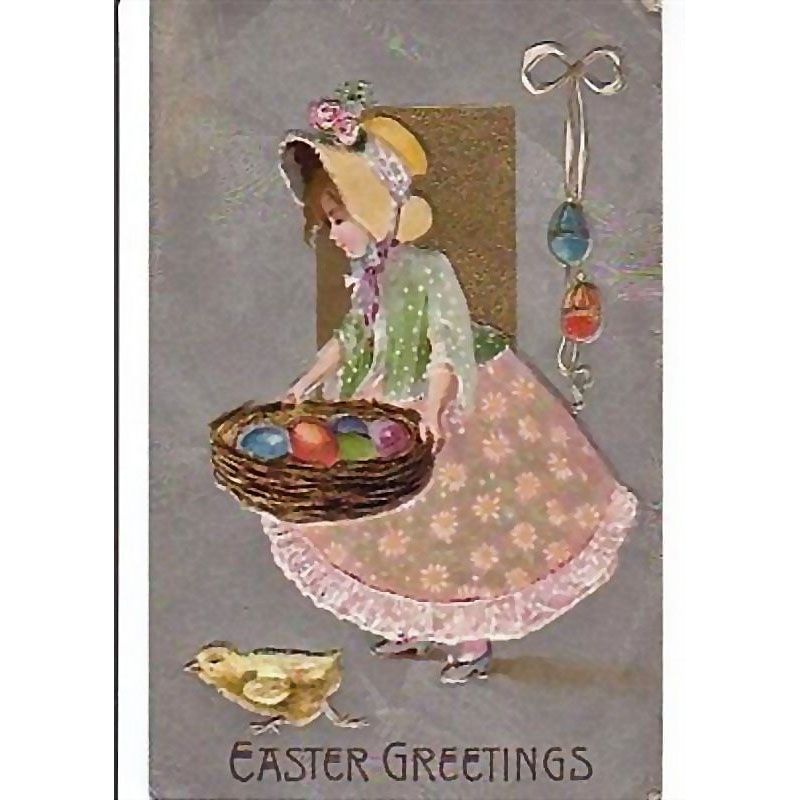 Embossed Easter Holiday Greeting Postcard - early 1900 Embossed Easter Holiday Greeting Postcard - early 1900