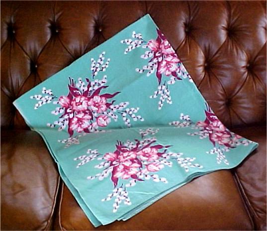 Vintage 1950's Cotton Tablecloth - Floral Kitchen Linens Made In California- Original CALAPRINT Tag Vintage 1950's Cotton Tablecloth - Floral Kitchen Linens Made In California- Original CALAPRINT Tag