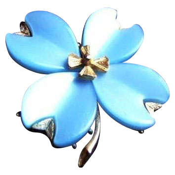 Vintage Blue Lucite or Thermoset Plastic Flower Pin Brooch Vintage Blue Lucite or Thermoset Plastic Flower Pin Brooch