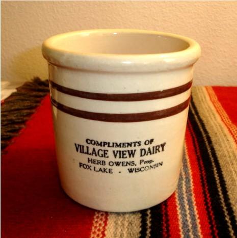 Old Crock Beater Jar with Advertising – Stoneware Crock Fox Lake Wisconsin Old Crock Beater Jar with Advertising – Stoneware Crock Fox Lake Wisconsin