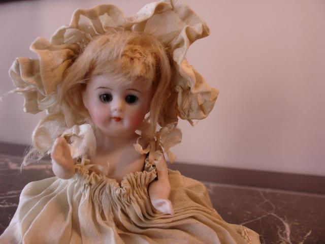 6" Kestner All Bisque w/Sleep Eyes~Original Silk Dress & Hat 6" Kestner All Bisque w/Sleep Eyes~Original Silk Dress & Hat