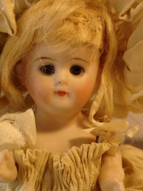6" Kestner All Bisque w/Sleep Eyes~Original Silk Dress & Hat 6" Kestner All Bisque w/Sleep Eyes~Original Silk Dress & Hat