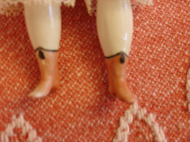 7.5" Antique German China Doll~Orange Tasseled Boots 7.5" Antique German China Doll~Orange Tasseled Boots