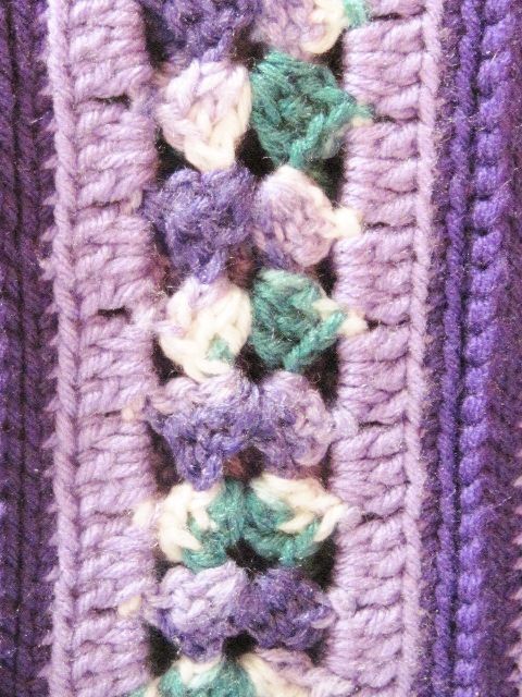 Beautiful, Well Made, Purple & Green, Crocheted Afghan Spread or Throw Beautiful, Well Made, Purple & Green, Crocheted Afghan Spread or Throw