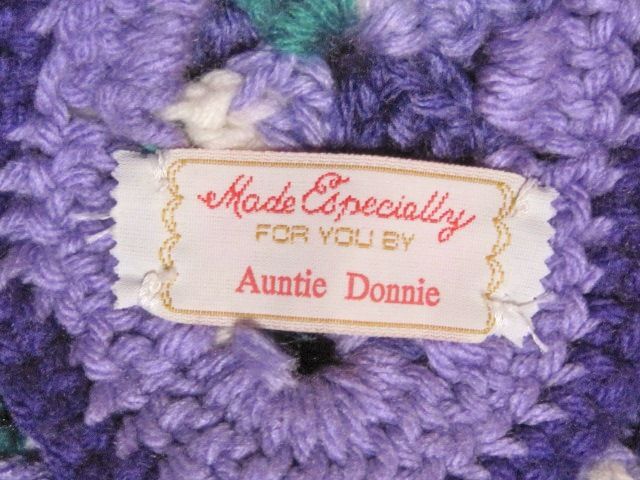 Beautiful, Well Made, Purple & Green, Crocheted Afghan Spread or Throw Beautiful, Well Made, Purple & Green, Crocheted Afghan Spread or Throw