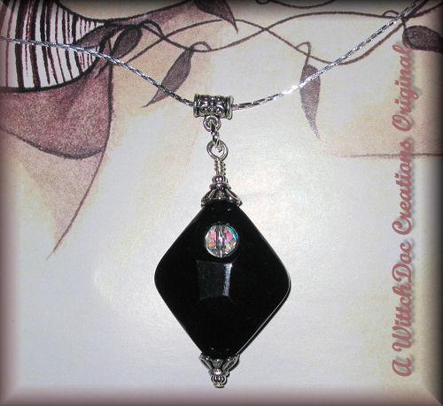 Onyx and Crystal Pendant on Chain Onyx and Crystal Pendant on Chain
