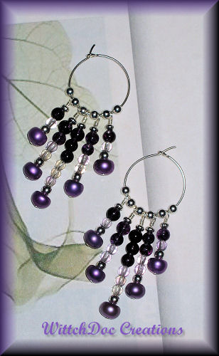 Freshwater Pearl and Amethyst Hoop Chandelier Earrings Freshwater Pearl and Amethyst Hoop Chandelier Earrings