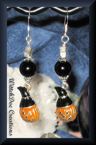 Halloween!! Enameled Pumpkins with Tourmaline Earrings Halloween!! Enameled Pumpkins with Tourmaline Earrings