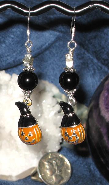 Halloween!! Enameled Pumpkins with Tourmaline Earrings Halloween!! Enameled Pumpkins with Tourmaline Earrings