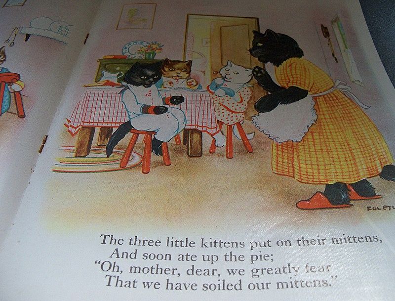 Wonderful Linen Childrens Book "Three Little Kitten" Wonderful Linen Childrens Book "Three Little Kitten"