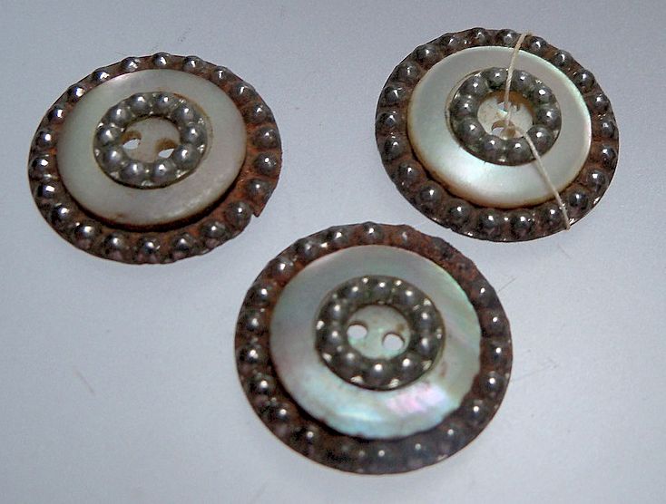 Cut Steel Buttons with Mother of Pearl Cut Steel Buttons with Mother of Pearl