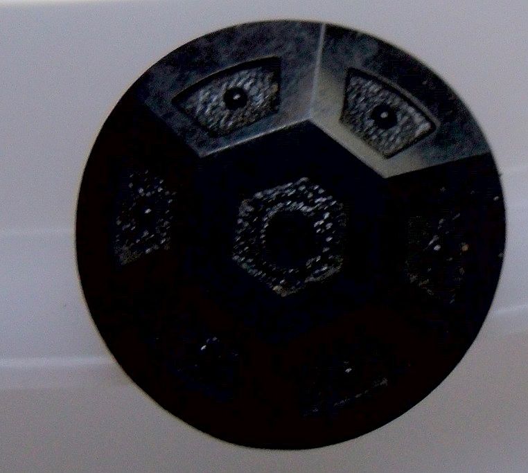 Button Large Black Glass with geometric design Button Large Black Glass with geometric design