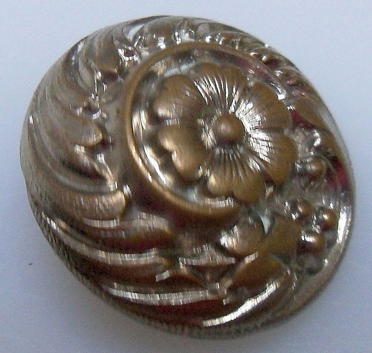 Large Pewter Color Floral Button Large Pewter Color Floral Button