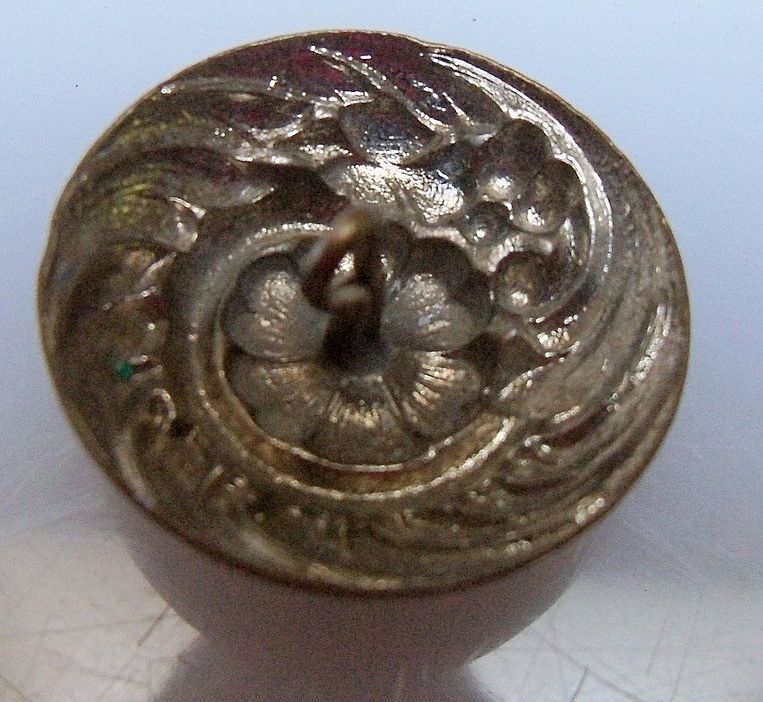 Large Pewter Color Floral Button Large Pewter Color Floral Button