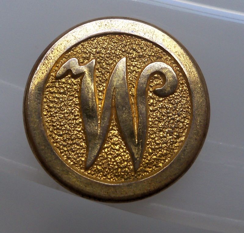 Large Brass 2 piece button "W" Large Brass 2 piece button "W"