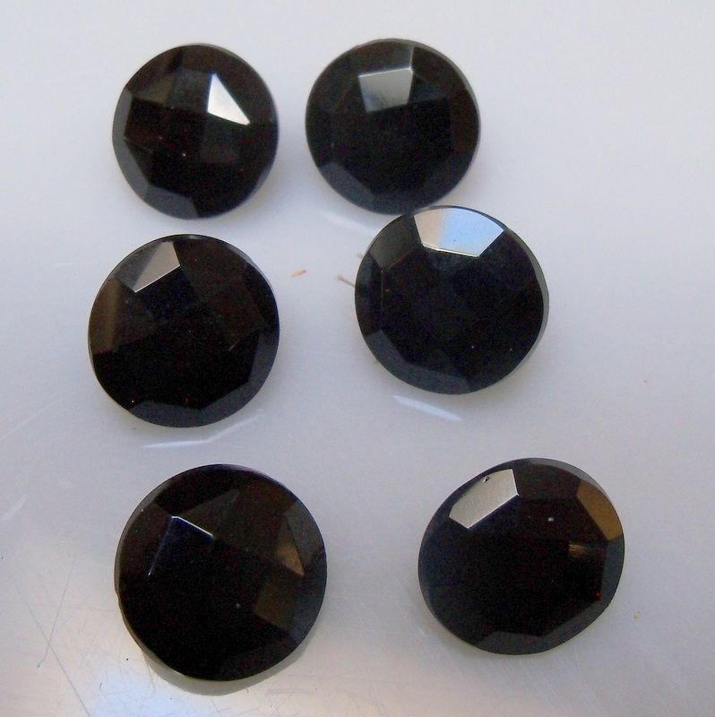 Five Black Glass Buttons Five Black Glass Buttons
