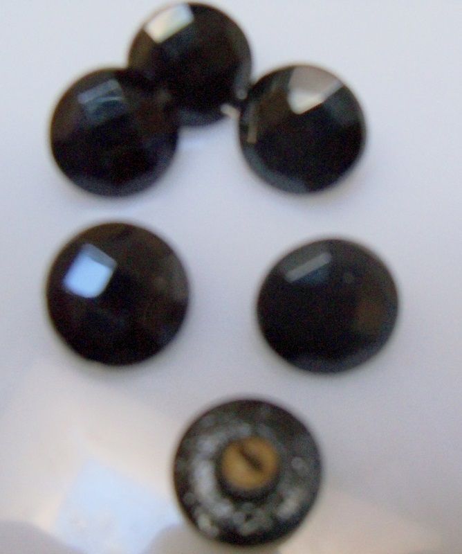 Five Black Glass Buttons Five Black Glass Buttons