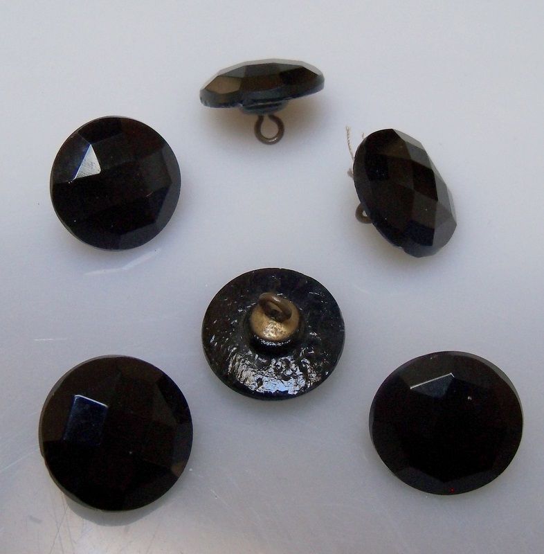 Five Black Glass Buttons Five Black Glass Buttons