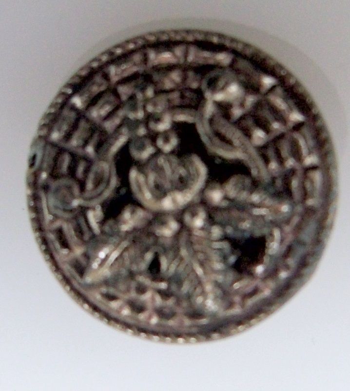 Silver Color Floral Design Convex Shaped Button Silver Color Floral Design Convex Shaped Button