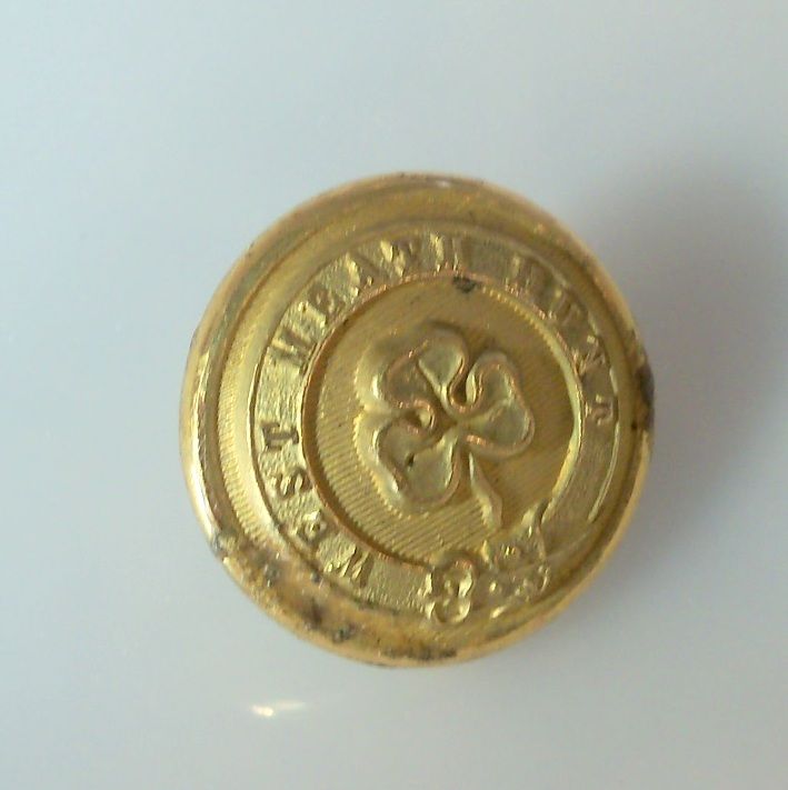 Gilt Button "West Meath Club" Shamrock Design Gilt Button "West Meath Club" Shamrock Design