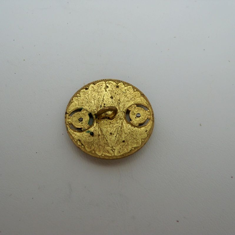 One piece gilt metal button with enamel flowers One piece gilt metal button with enamel flowers