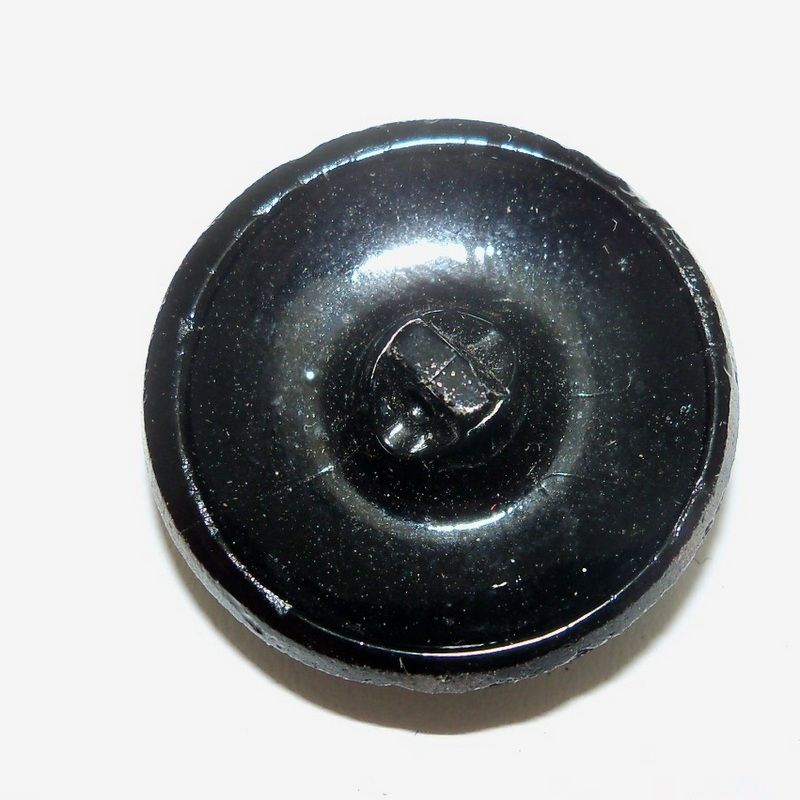 Black Glass with Cut Steel Convex Button Black Glass with Cut Steel Convex Button
