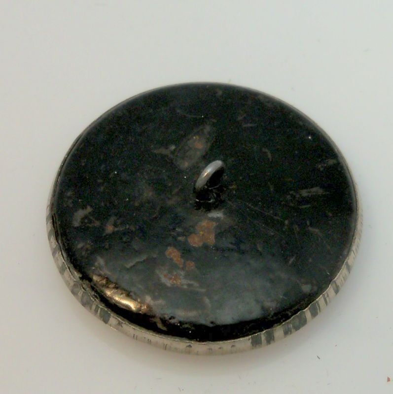 Brass and Silver Metal "Bird Sitting on Nest" Button Brass and Silver Metal "Bird Sitting on Nest" Button