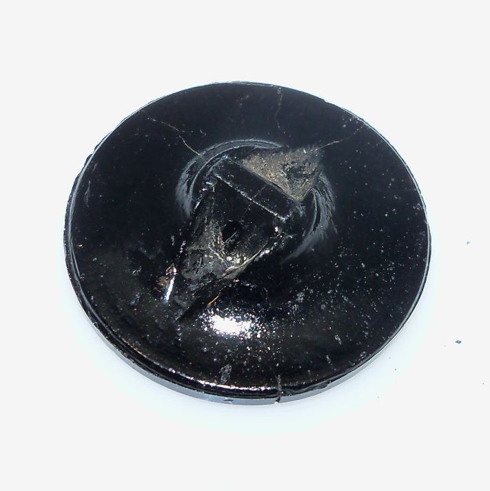 Black Glass Button with Daisy flower and spray of flowers Black Glass Button with Daisy flower and spray of flowers