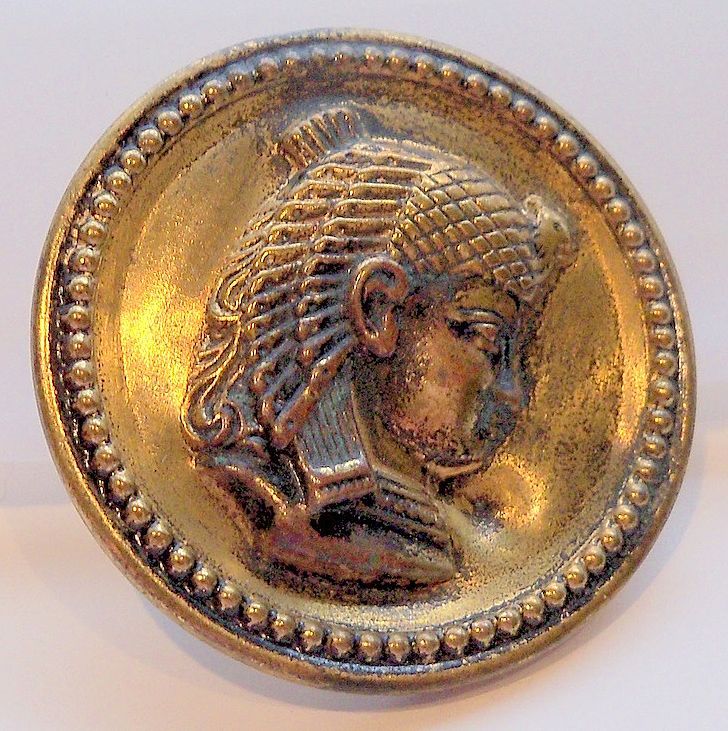Large Brass Button of Egyptian Pharaoh Large Brass Button of Egyptian Pharaoh