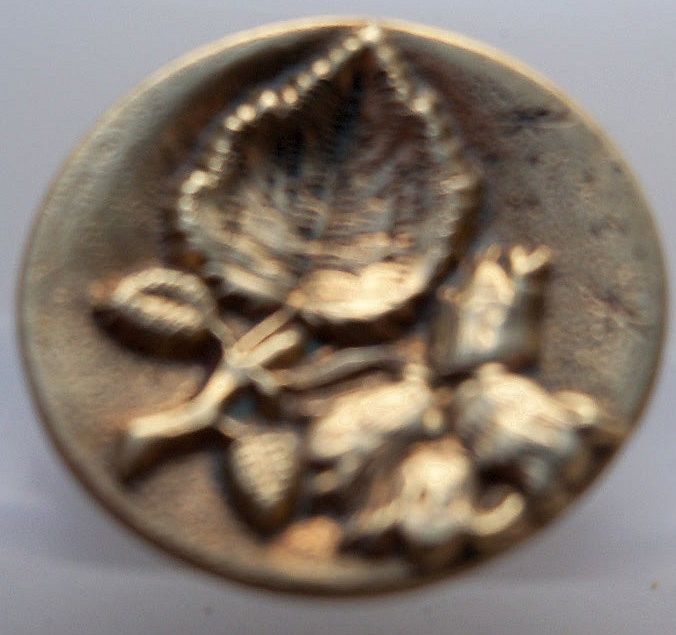 Two Piece Stamped Brass Leaf and Flowers Button Two Piece Stamped Brass Leaf and Flowers Button