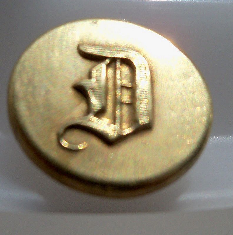 Brass Button with initial "D" Brass Button with initial "D"