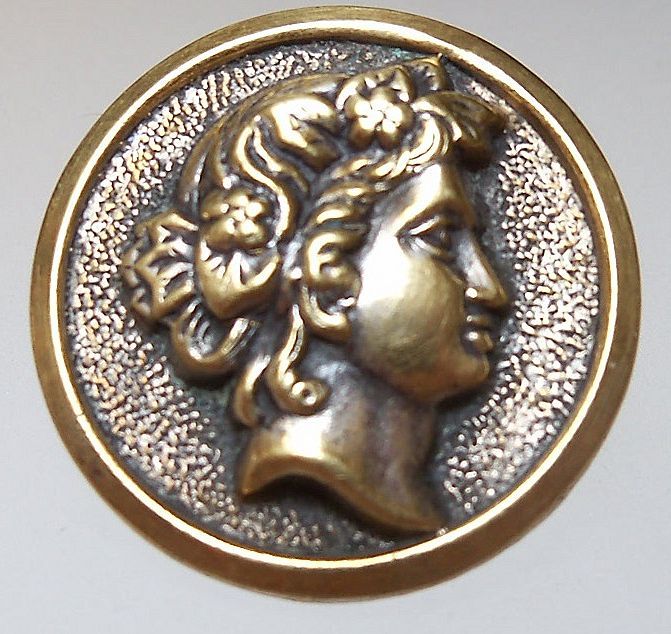 Button Brass of Raised Lady's Head Button Brass of Raised Lady's Head
