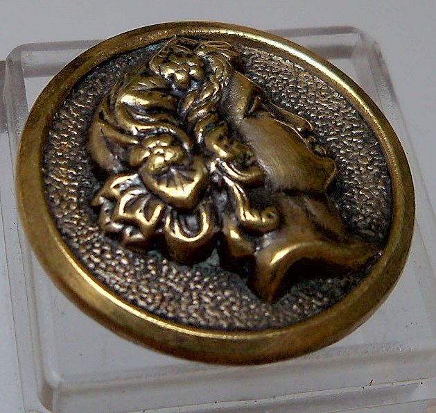 Button Brass of Raised Lady's Head Button Brass of Raised Lady's Head
