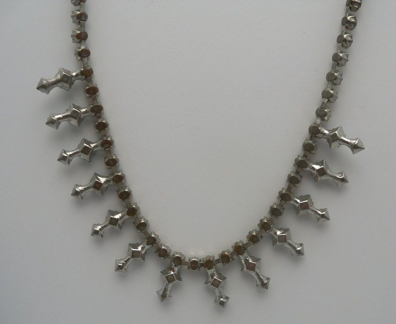 Necklace of Clear and Turquoise Rhinestones Necklace of Clear and Turquoise Rhinestones