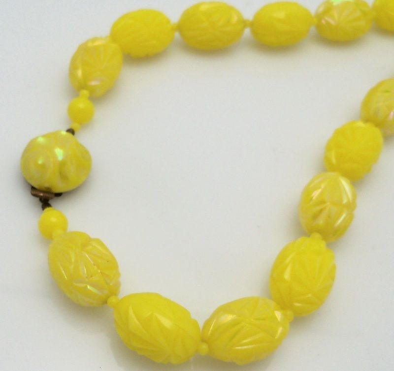 Lemony Yellow Austrian Plastic Bead Necklace Lemony Yellow Austrian Plastic Bead Necklace